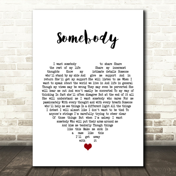 Depeche Mode Somebody Heart Song Lyric Print