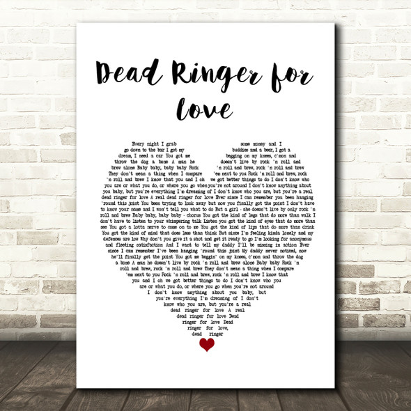 Meat Loaf Dead Ringer for Love Heart Song Lyric Print