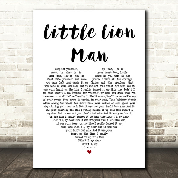 Mumford & Sons Little Lion Man Heart Song Lyric Print