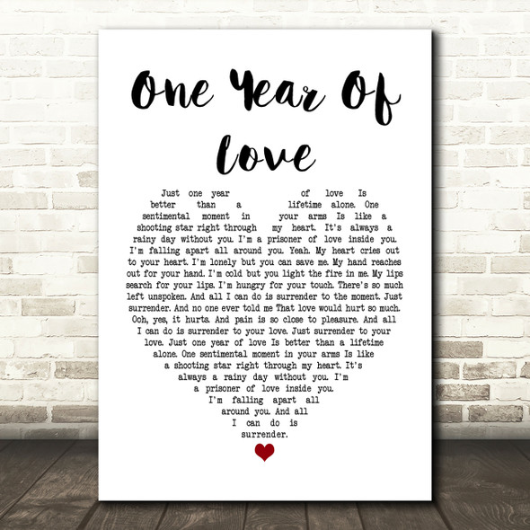 Queen One Year Of Love Heart Song Lyric Print