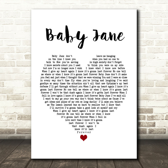 Rod Stewart Baby Jane Heart Song Lyric Print