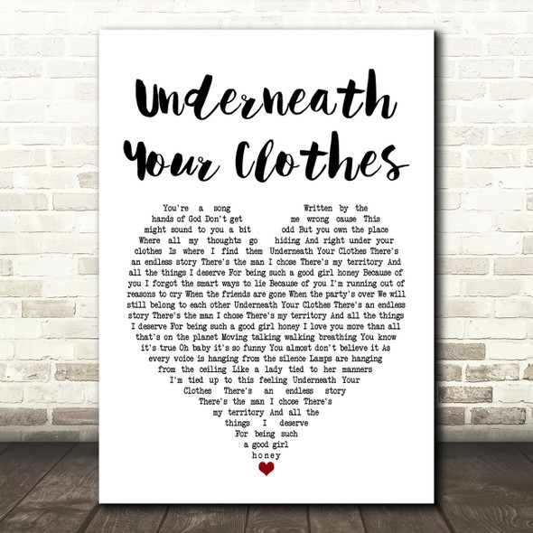 Shakira Underneath Your Clothes Heart Song Lyric Print