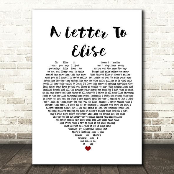 The Cure A Letter To Elise Heart Song Lyric Print
