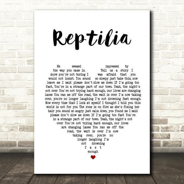The Strokes Reptilia Heart Song Lyric Print