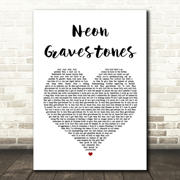 Twenty One Pilots Neon Gravestones Heart Song Lyric Print