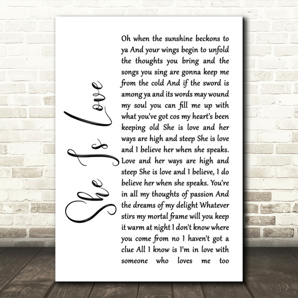 Oasis She Is Love White Script Song Lyric Print