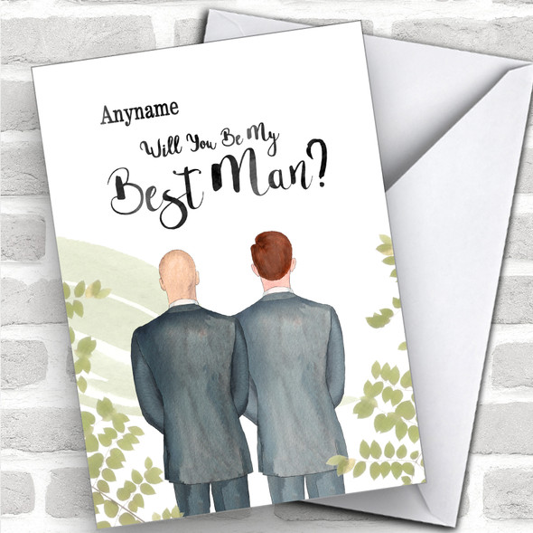 Bald White Ginger Hair Will You Be My Best Man Personalized Wedding Greetings Card
