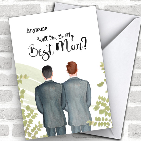 Black Hair Ginger Hair Will You Be My Best Man Personalized Wedding Greetings Card