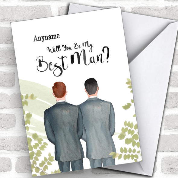 Ginger Hair Black Hair Will You Be My Best Man Personalized Wedding Greetings Card