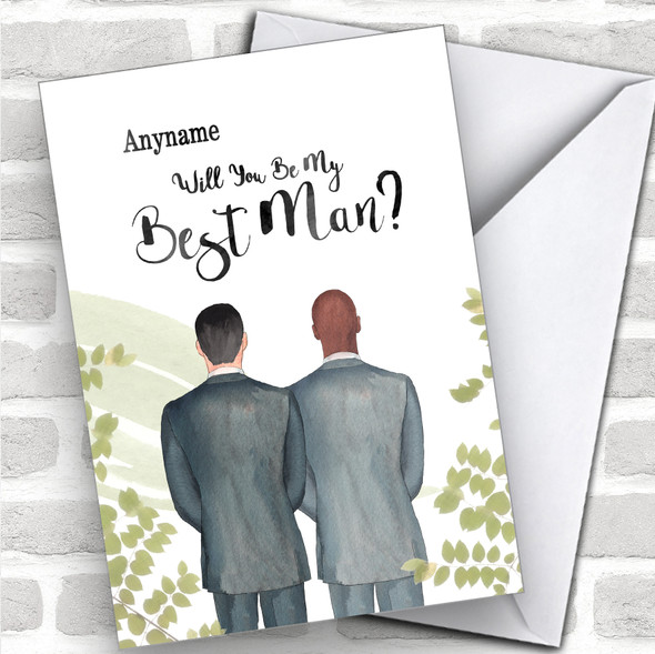 Black Hair Bald Black Will You Be My Best Man Personalized Wedding Greetings Card