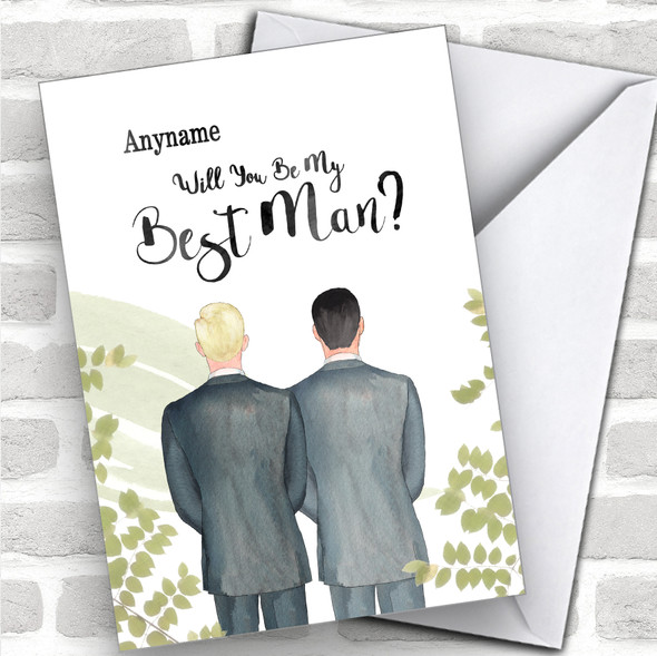 Blond Hair Black Hair Will You Be My Best Man Personalized Wedding Greetings Card
