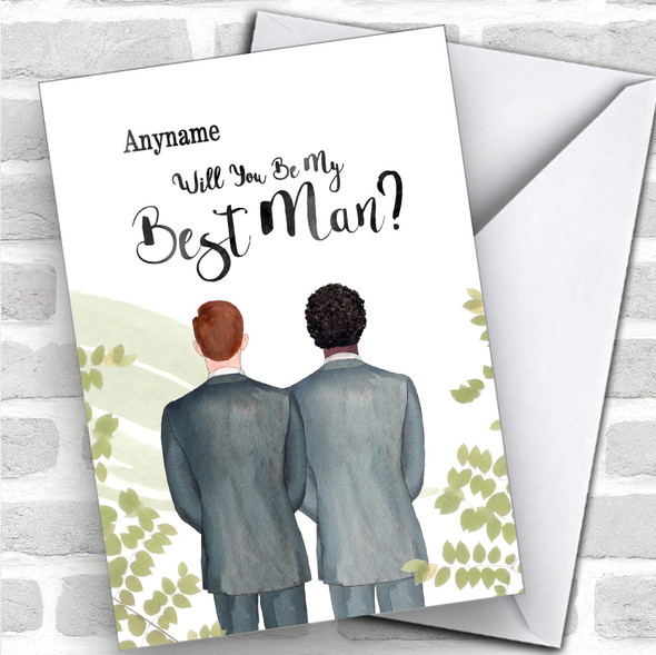 Ginger Hair Grey Hair Will You Be My Best Man Personalized Wedding Greetings Card