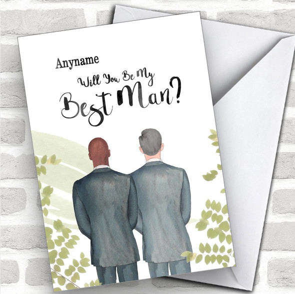 Bald Black Grey Hair Will You Be My Best Man Personalized Wedding Greetings Card