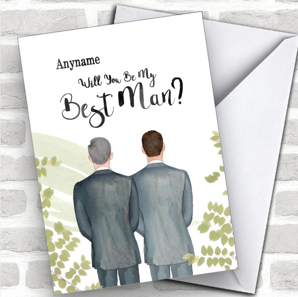 Grey Hair Brown Hair Will You Be My Best Man Personalized Wedding Greetings Card
