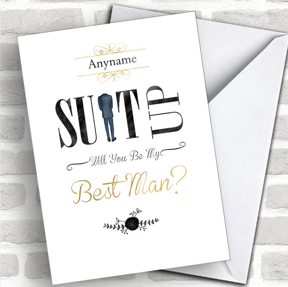 Suit Up Will You Be My Best Man Personalized Wedding Greetings Card