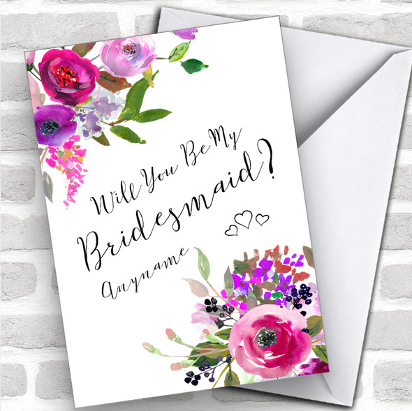 Floral Fancy Will You Be My Bridesmaid Personalized Wedding Greetings Card