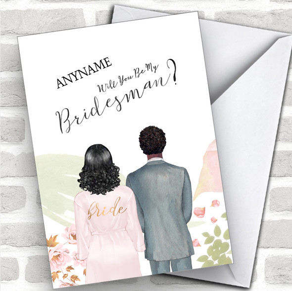 Black Curly Hair Curly Black Hair Will You Be My Bridesman Personalized Wedding Greetings Card