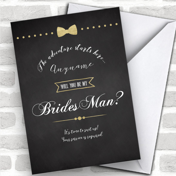 Chalk Style Will You Be My Bridesman Personalized Wedding Greetings Card