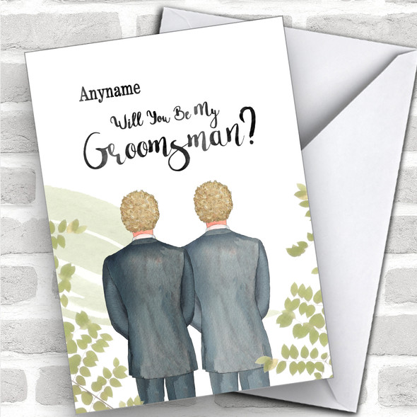 Curly Blond Hair Curly Blond Hair Will You Be My Groomsman Personalized Wedding Greetings Card