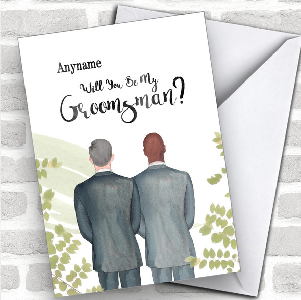 Grey Hair Bald Black Will You Be My Groomsman Personalized Wedding Greetings Card