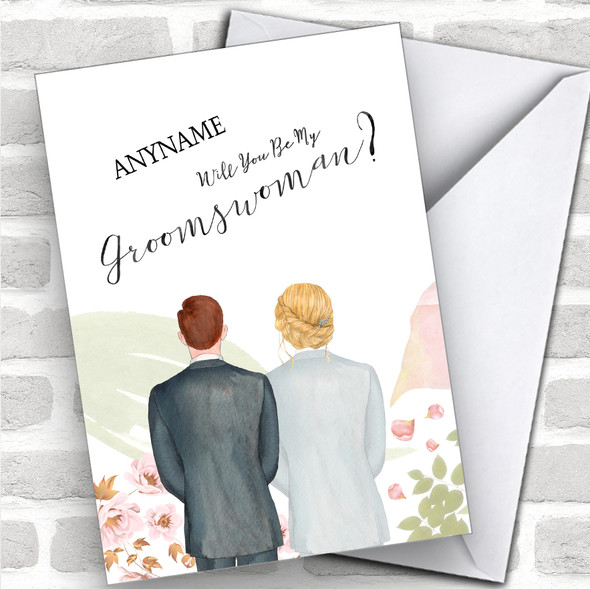 Ginger Hair Blond Hair Up Will You Be My Groomswoman Personalized Wedding Greetings Card