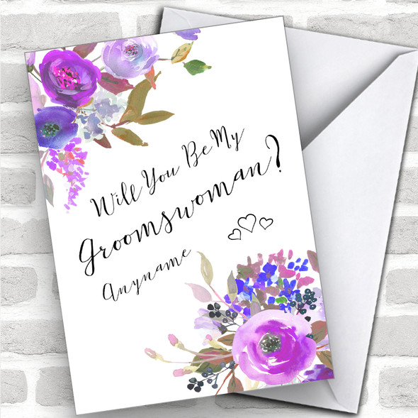 Floral Fancy Will You Be My Groomswoman Personalized Wedding Greetings Card