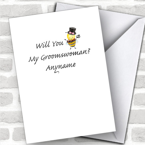 Bumble Bee Will You Be My Groomswoman Personalized Wedding Greetings Card