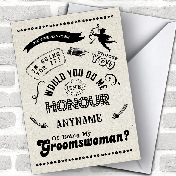 Rustic Will You Be My Groomswoman Personalized Wedding Greetings Card