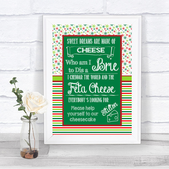 Red & Green Winter Cheesecake Cheese Song Personalized Wedding Sign