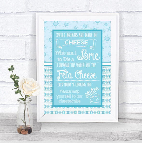 Winter Blue Cheesecake Cheese Song Personalized Wedding Sign