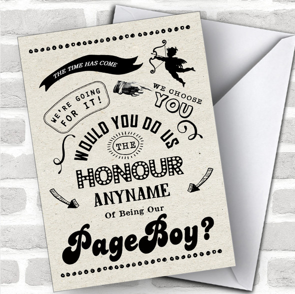Rustic Will You Be My Page Boy Personalized Wedding Greetings Card