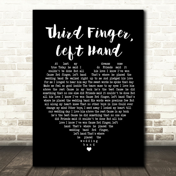 Martha Reeves and The Vandellas Third Finger, Left Hand Black Heart Song Lyric Music Print