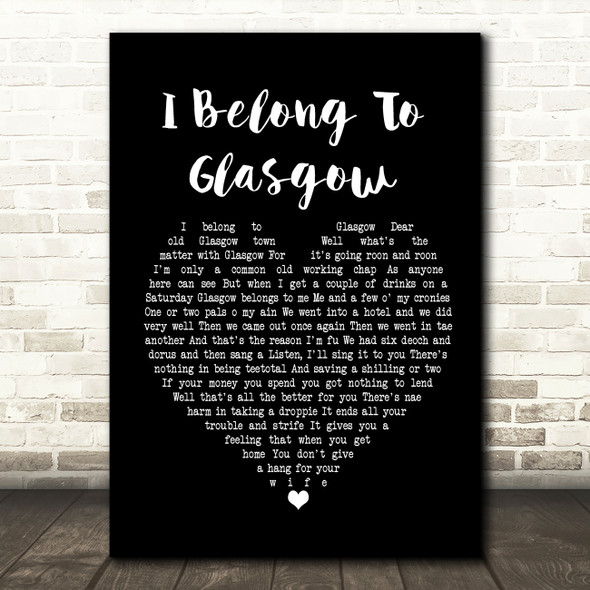 Will Fyffe I Belong To Glasgow Black Heart Song Lyric Music Print