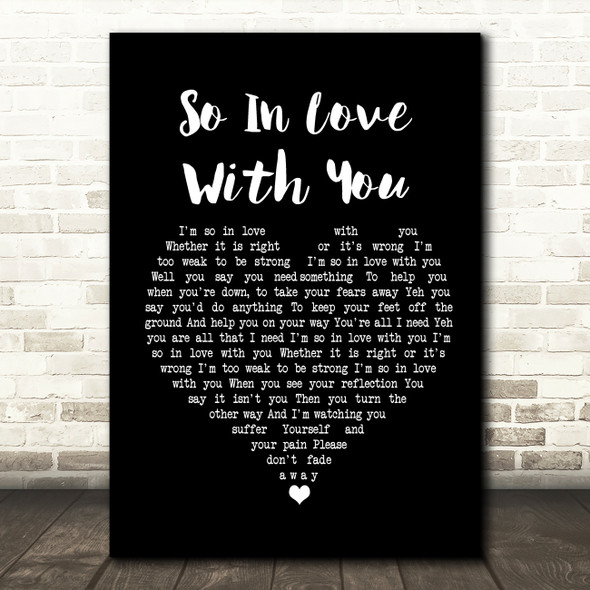 Texas So In Love With You Black Heart Song Lyric Music Print