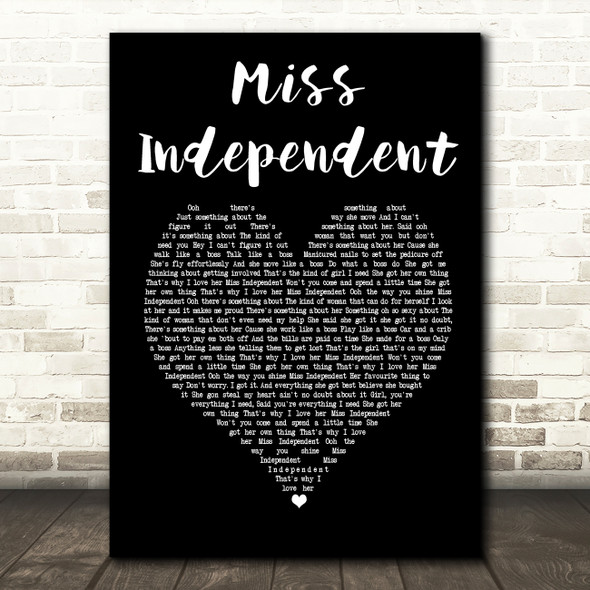 Ne-Yo Miss Independent Black Heart Song Lyric Music Print