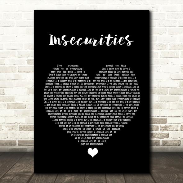 Jess Glynne Insecurities Black Heart Song Lyric Music Print