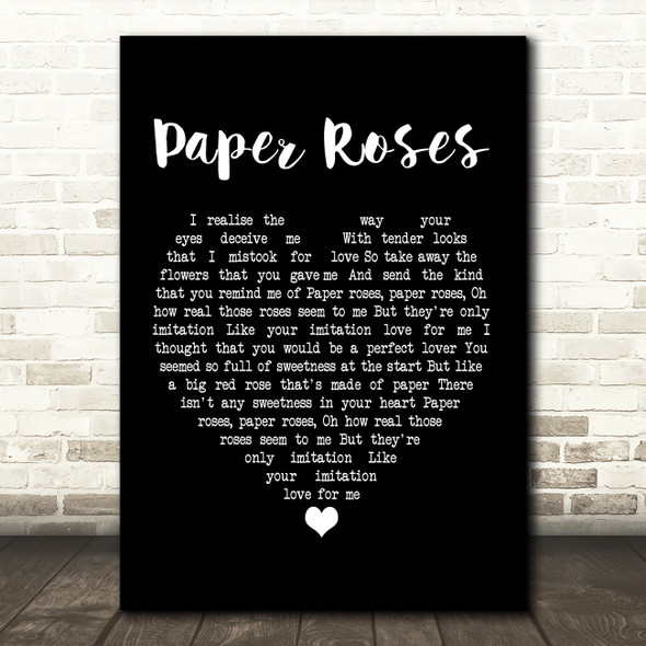 Janice Torre Paper Roses Black Heart Song Lyric Music Print