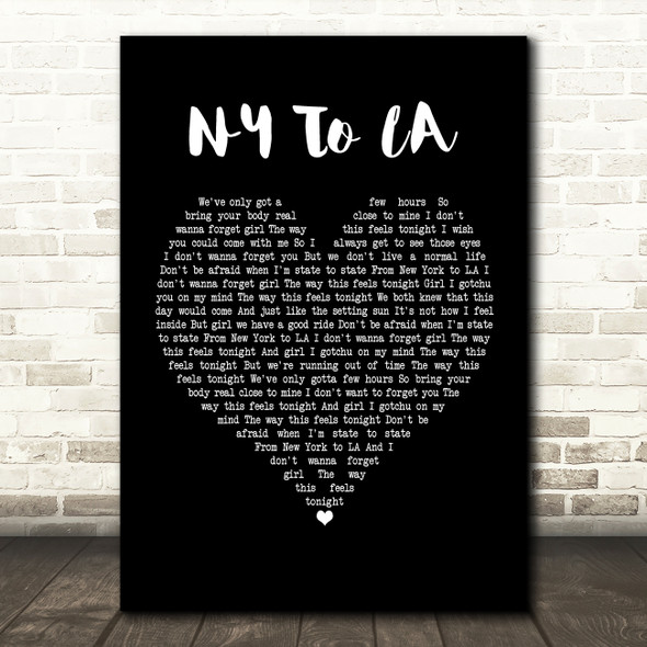 The Hunna NY To LA Black Heart Song Lyric Music Print