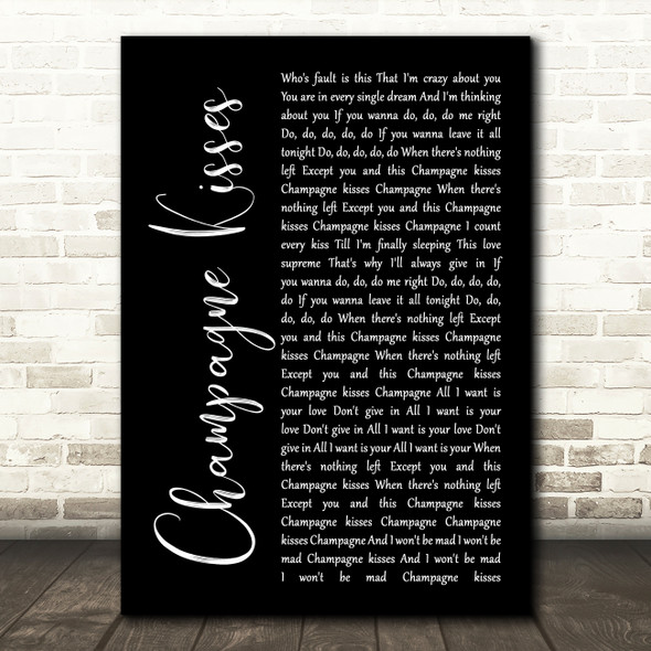 Jessie Ware Champagne Kisses Black Script Song Lyric Music Print