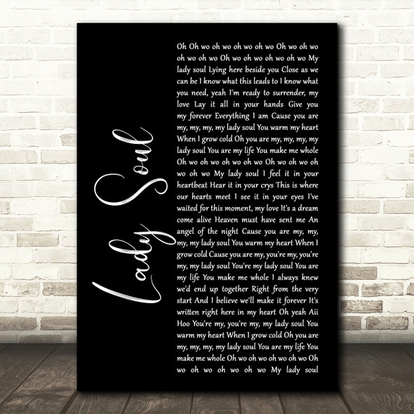 The Temptations Lady Soul Black Script Song Lyric Music Print