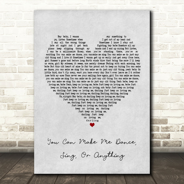 Rod Stewart and The Faces You Can Make Me Dance, Sing, Or Anything Grey Heart Song Lyric Music Print