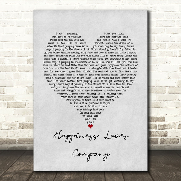 Red Hot Chili Peppers Happiness Loves Company Grey Heart Song Lyric Music Print