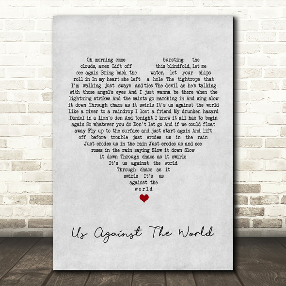 Coldplay Us Against The World Grey Heart Song Lyric Music Print