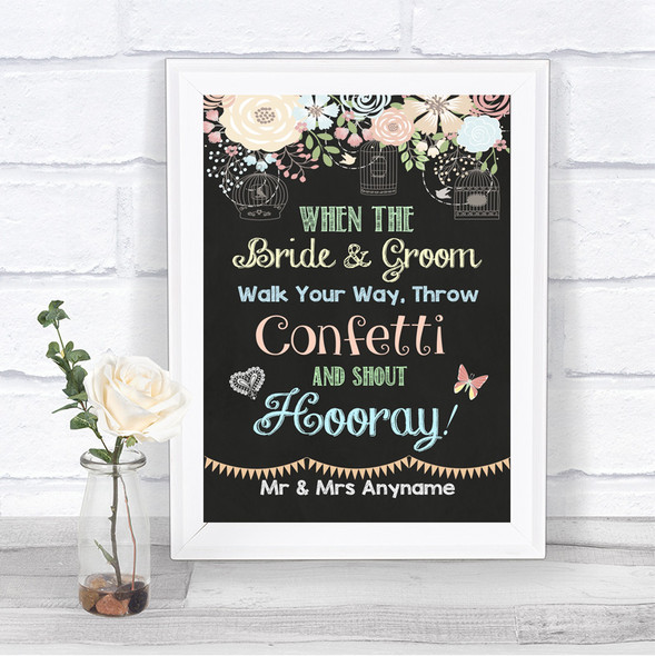 Shabby Chic Chalk Confetti Personalized Wedding Sign