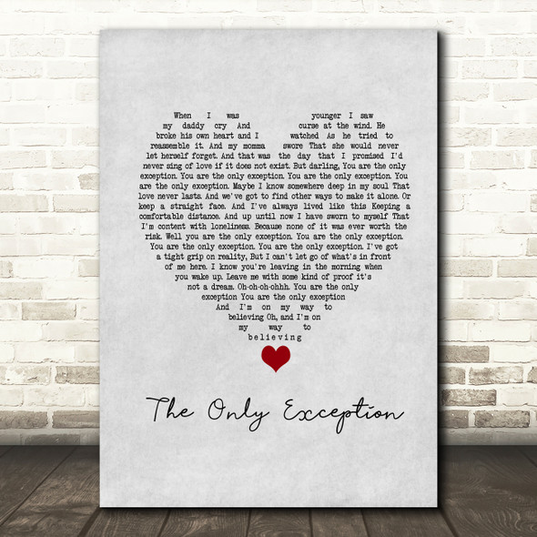 Paramore The Only Exception Grey Heart Song Lyric Music Print