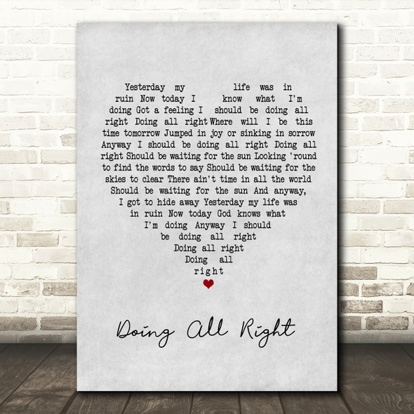 Queen Doing All Right Grey Heart Song Lyric Music Print