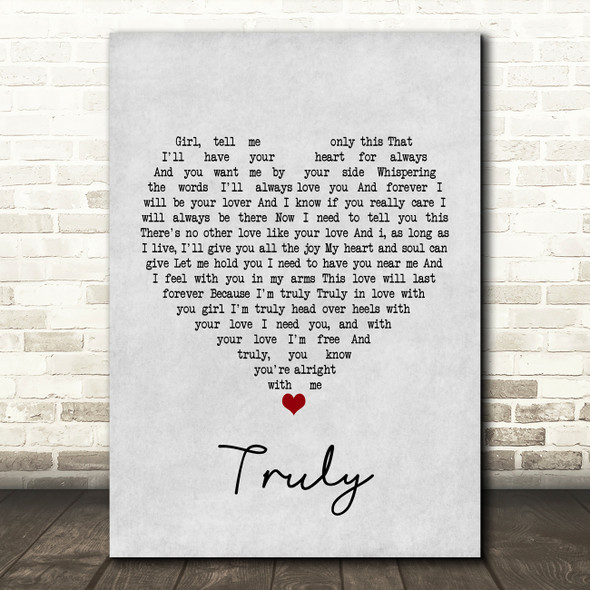 Lionel Richie Truly Grey Heart Song Lyric Music Print