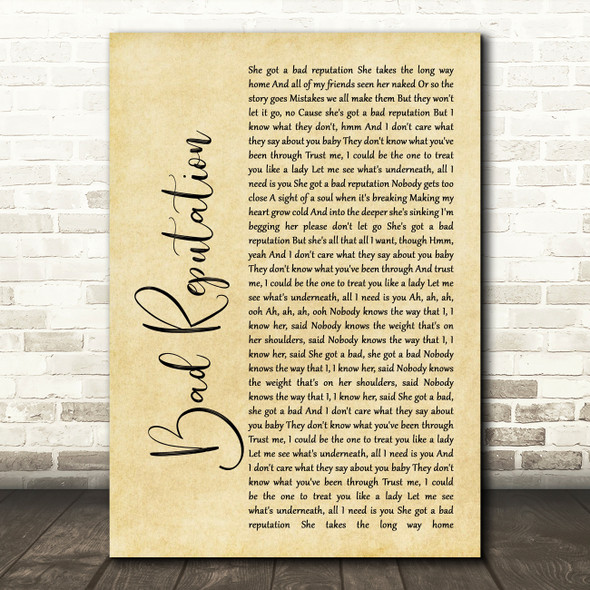 Shawn Mendes Bad Reputation Rustic Script Song Lyric Music Print