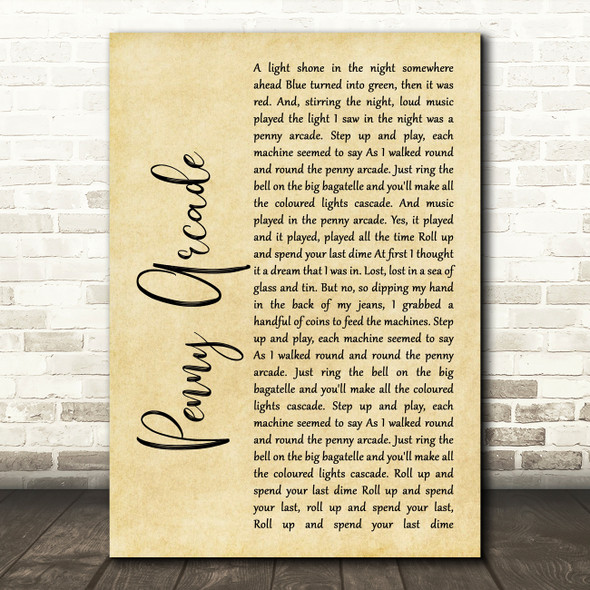 Roy Orbison Penny Arcade Rustic Script Song Lyric Music Print