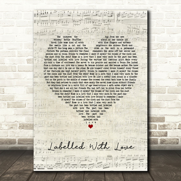 Squeeze Labelled With Love Script Heart Song Lyric Music Print
